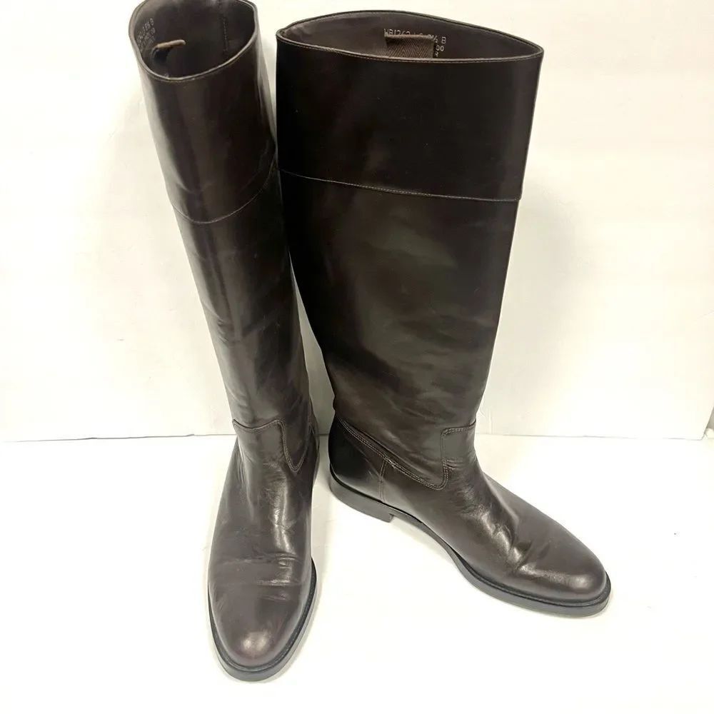 Ralph Lauren- Brown leather pull on riding boots. Size 8.5
